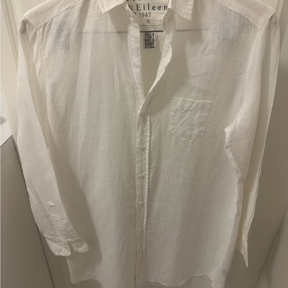 Frank & Eileen Classic White Button Down Tunic Shirt / Beach Cover Up - Size Sma